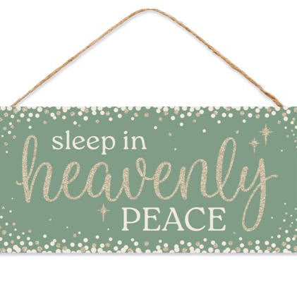 12.5"Lx6.5"H GLTTR SLEEP IN PEACE SIGN - SAGE/CHAMPAGNE/IVORY - AP788090