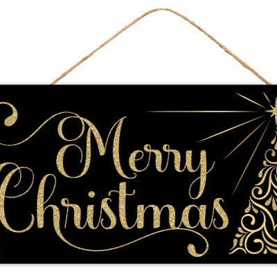 12.5"LX6"H GLTTR CHRISTMAS SWIRL TREE - BLACK/GOLD - AP788302