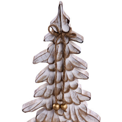 13"H X 8"L MANGO WOOD TREE W/ BASE - ANTIQUE WHITE WASH - AW027327