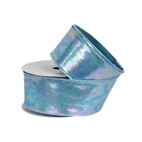 2.5"X10YD SERENITY BLUE WATERCOLOR IRIDESCENT RIBBON - DC18345SEBL