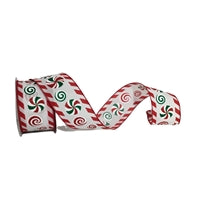 2.5"X10YD PEPPERMINT EDGE CANDY CENTER RIBBON - DC23684