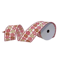 2.5"X10YD TWISITED PEPPERMINT RED/WHITE/GREEN RIBBON - DC23689