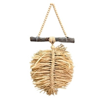 BOHO CHIC HANGING CORNHUSK FEATHER ORNAMENT 17" X 8" - DC25196