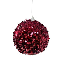 FAUX VELVET SEQUIN ORNAMENT - BURGUNDY 5" - DCORN5015-MBU