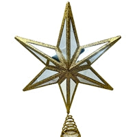 MIRRORED STAR TREE STOPPER 9x2.5x13.5" - GOLD - DCORN5113GD