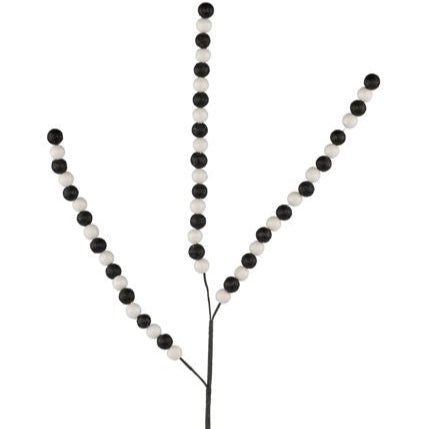 26"L GLITTER BEAD/SPIKE SPRAY - BLACK/WHITE - EC5647NE