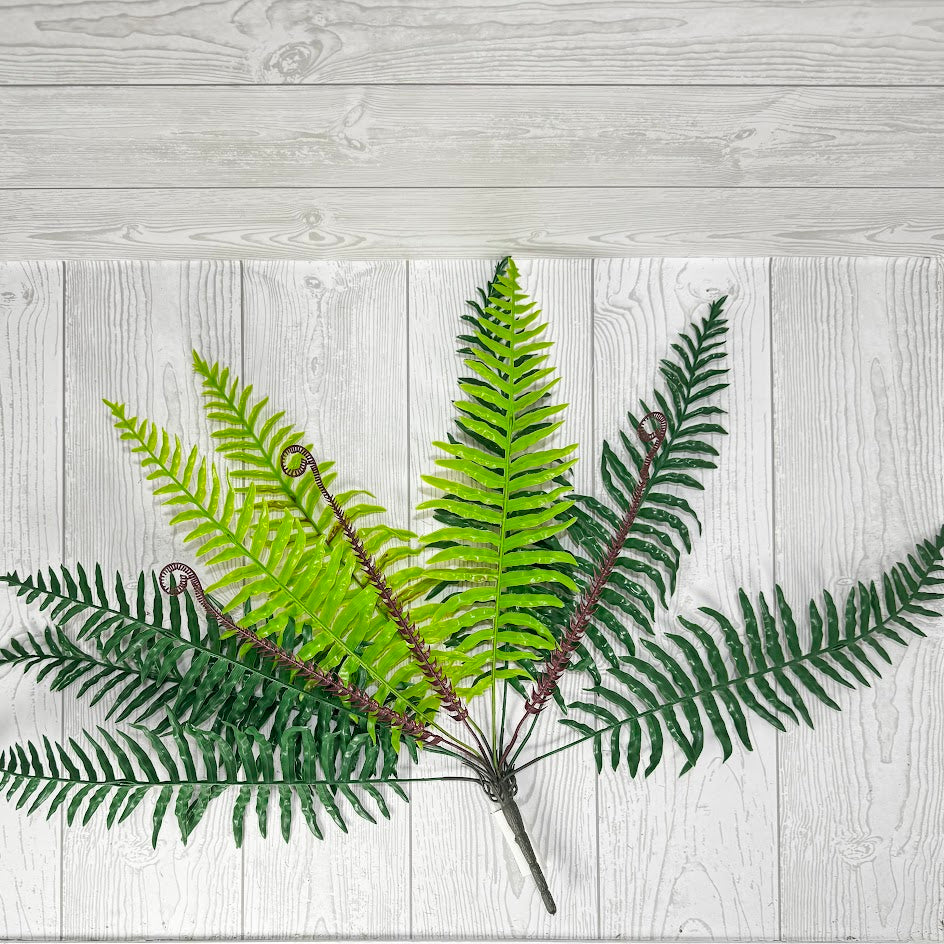 19IN PLASTIC FERN X12 - GREEN/BROWN - G22833-GNBR *R BR