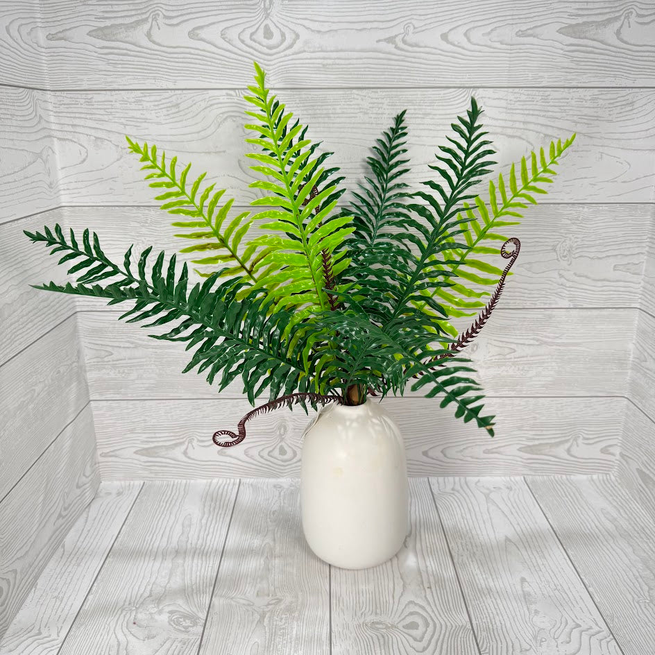 19IN PLASTIC FERN X12 - GREEN/BROWN - G22833-GNBR *R BR