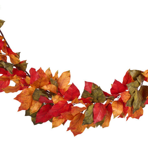 60"L SALAL LEAF GARLAND - ORANGE/RED/GREEN - HA177594