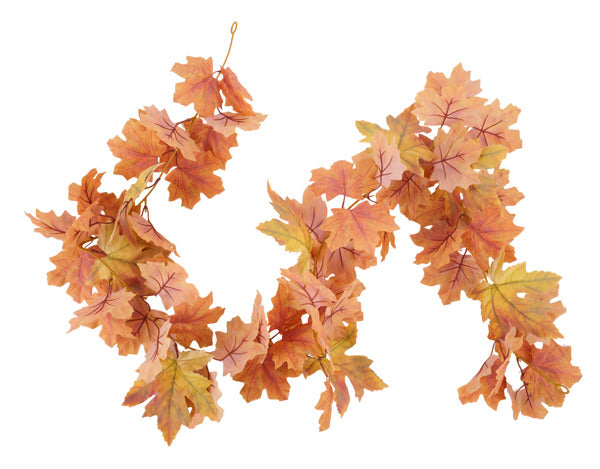 66"L FABRIC MAPLE LEAF GARLAND - MULTI YELLOW - HA187432
