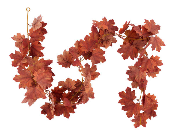 66"L FABRIC MAPLE LEAF GARLAND - MULTI ORANGE - HA187433