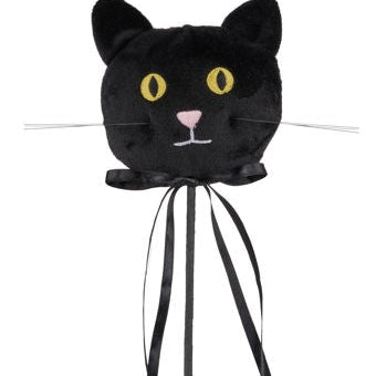 16"L SOFT FABRIC CAT PICK W/BOW - BLACK/PINK/WHITE - HH1364