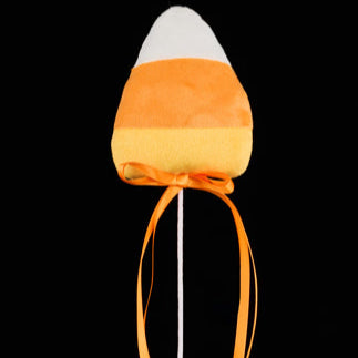 15"L CANDY CORN PICK W/BOW - ORANGE/WHITE/YELLOW - HH1369