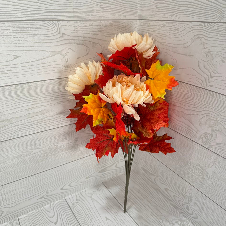 MUM W/MAPLE LEAVES X11 - CREAM/MIX - 72131