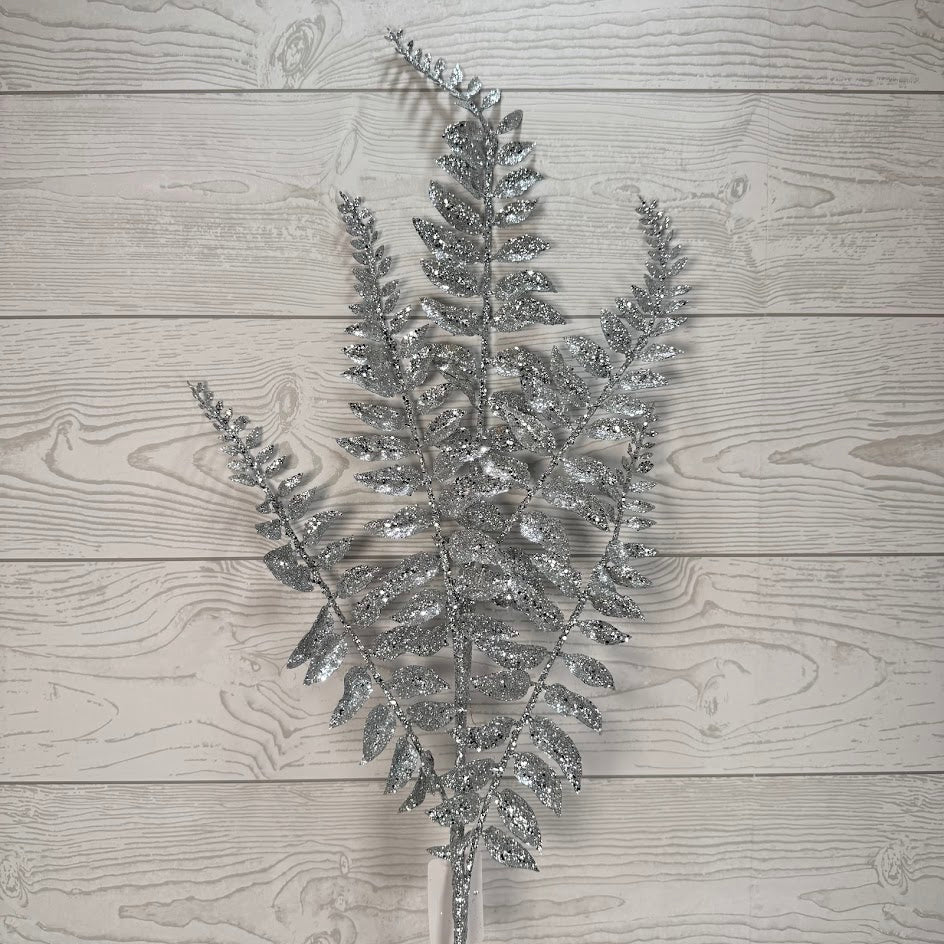 XMAS FERN SPRAY - SILVER - 68692 * G