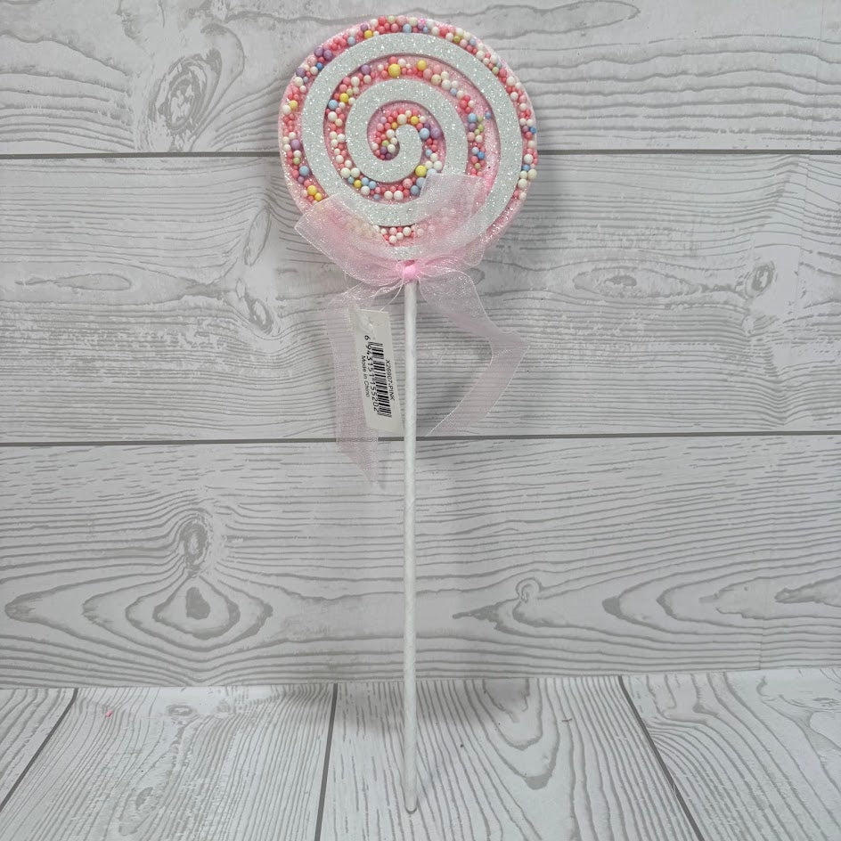 11" SPRINKLE GLITTER LOLLIPOP - X26907-PINK * RD