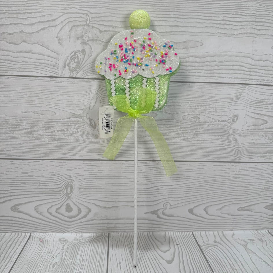 13.5IN SPRINKLE CUPCAKE - LIGHT GREEN - X25748-LTGN