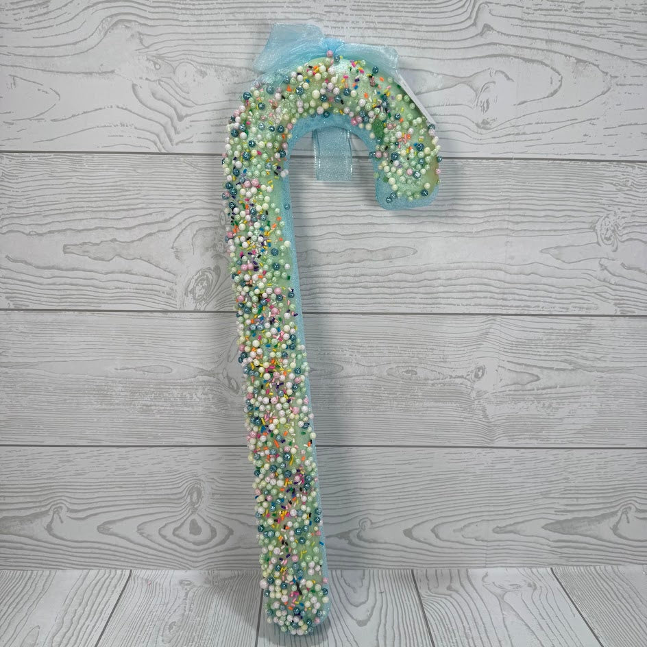18" SPRINKLE CANDY CANE - BLUE - X26618-BLUE