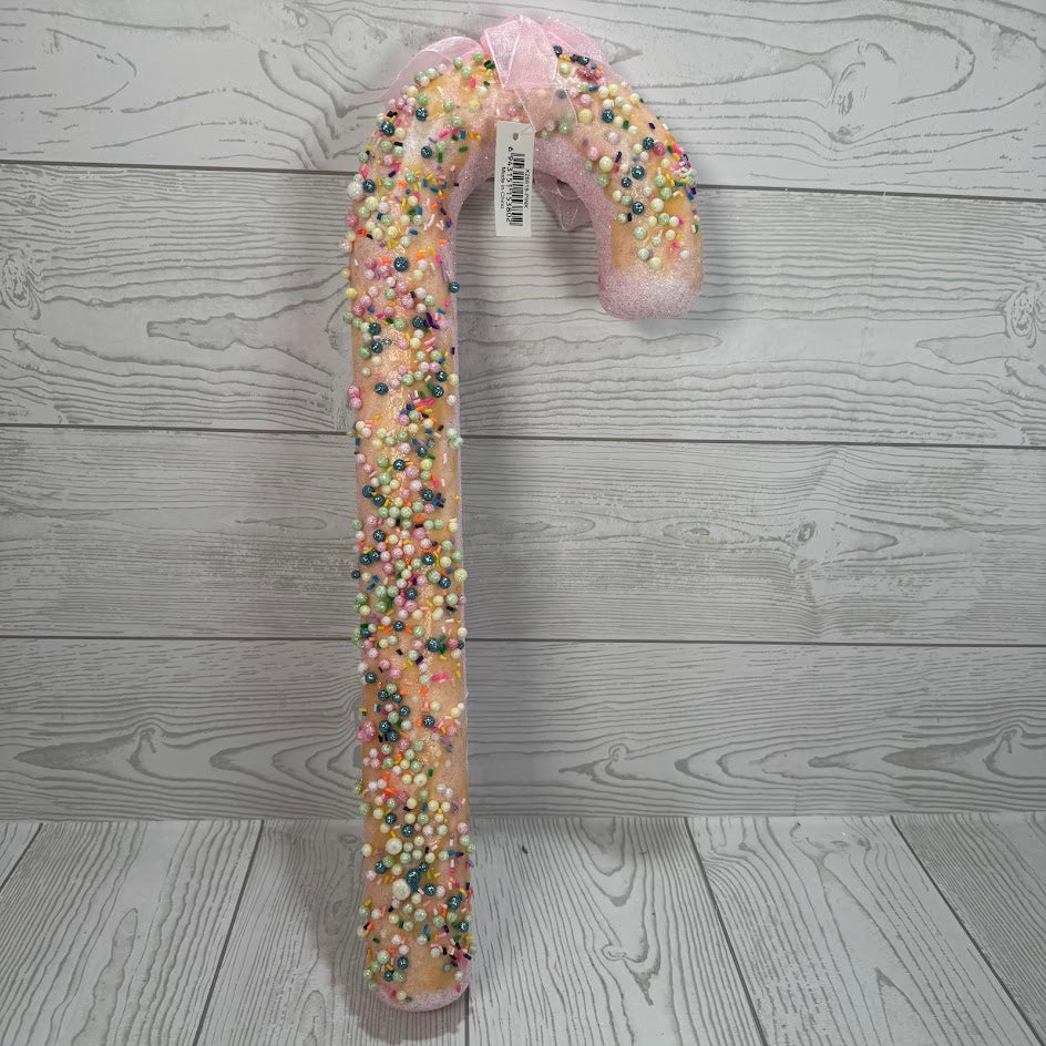 18" SPRINKLE CANDY CANE - PINK - X26618-PINK