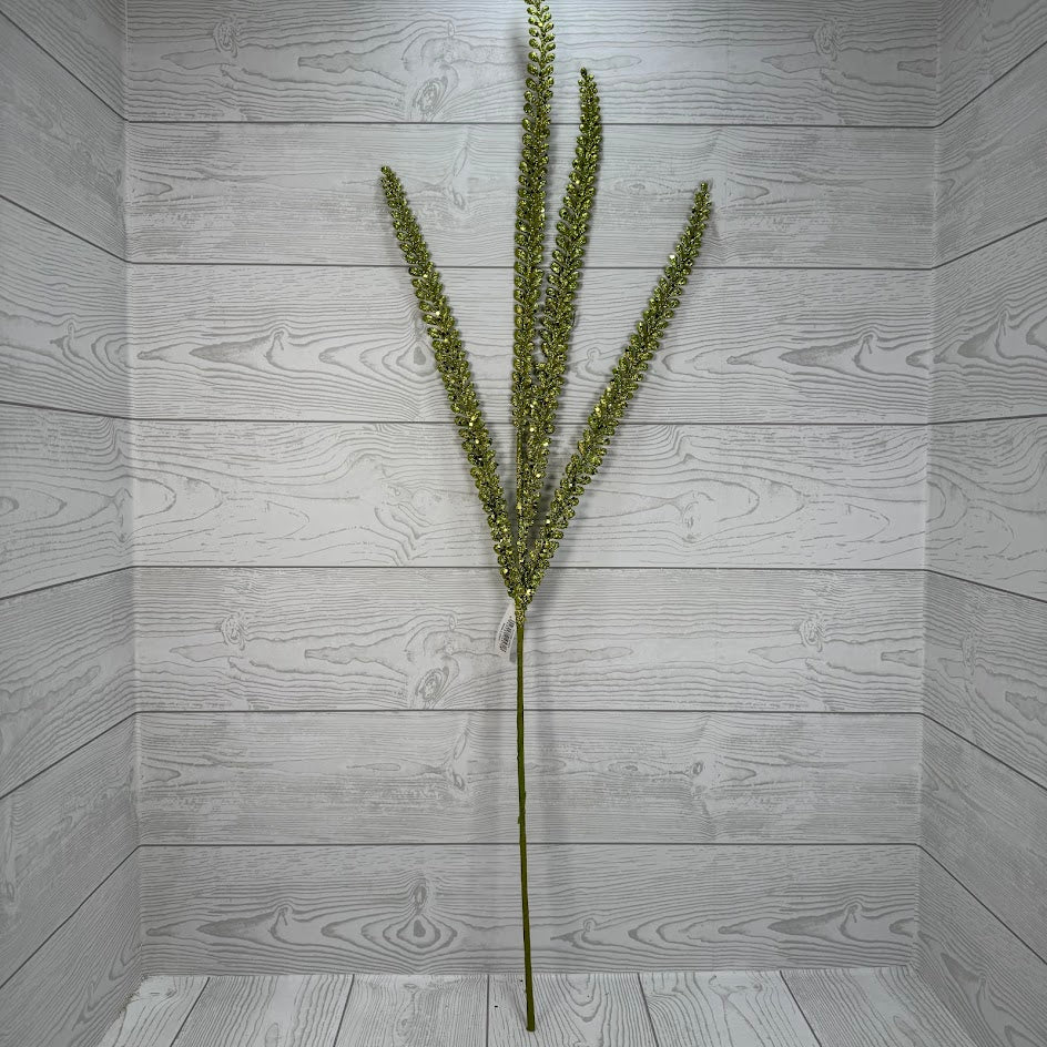 35" GLITTER FERN SPRAY X3 - APPLEGREEN - X25259-APGN * G