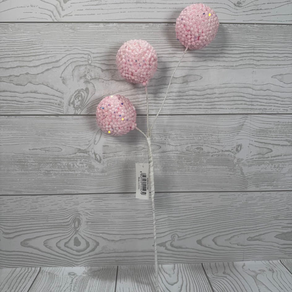 15" GLITTER BEADED BALL X3 - X26934-PINK * G