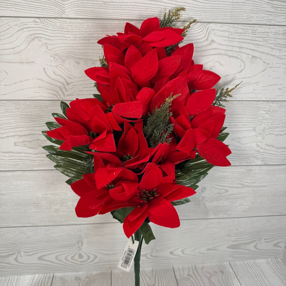 20" VELVET POINSETTIA HB X12 - XB26539-RED