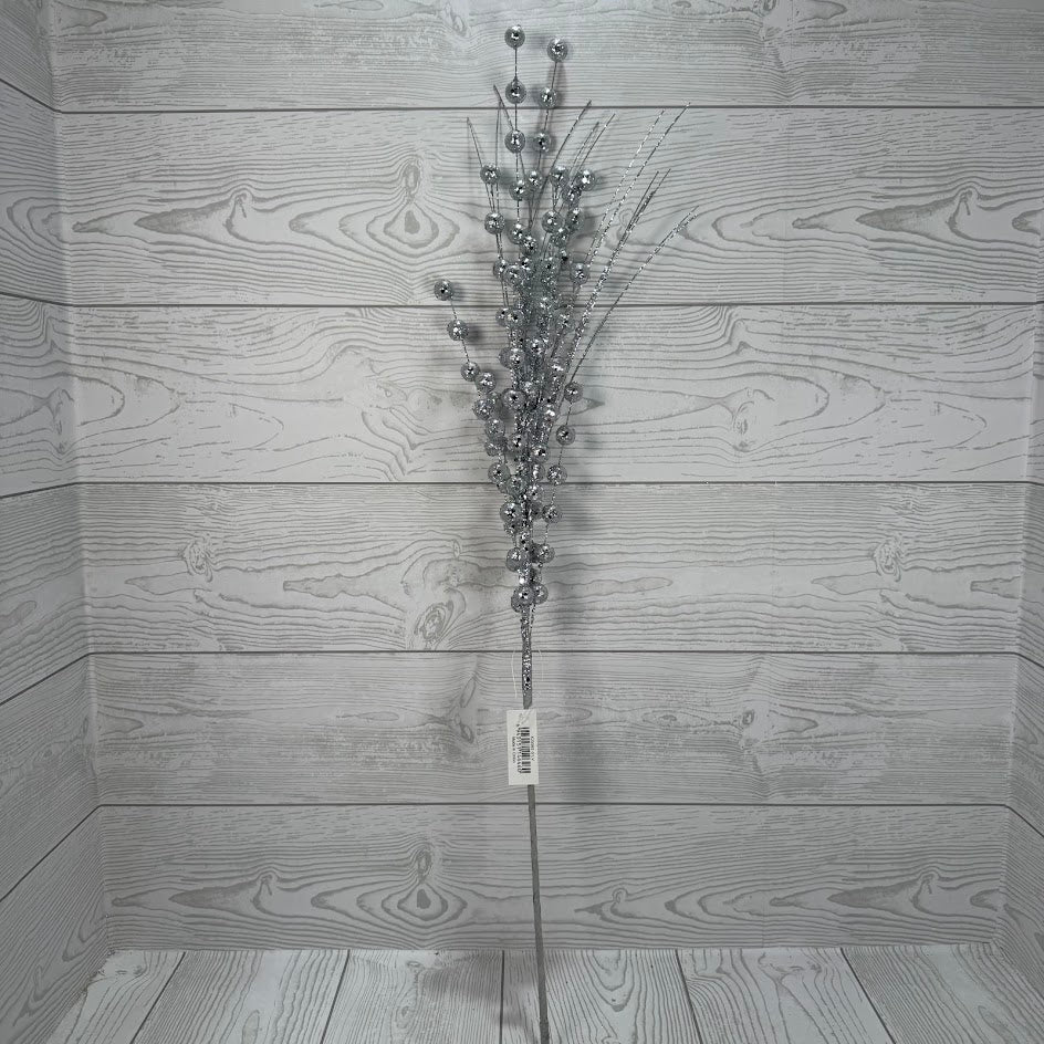 27.5" GLITTER BERRY/GRASS SPRAY - SILVER - X25592-SILV * BL
