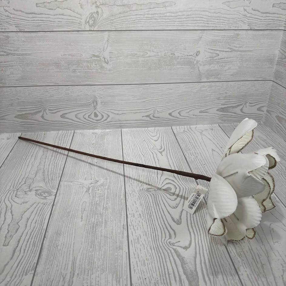 20"H 7"D VELVET/GLITTER MAGNOLIA - WHITE/CHAMPAGNE - X25333-WTCH * G BL