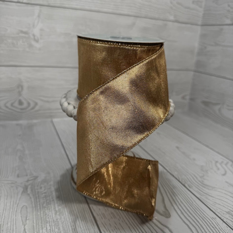 2.5"X10YD METALLIC DUPIONI WITH GOLD - LIGHT GOLD - RGA100408