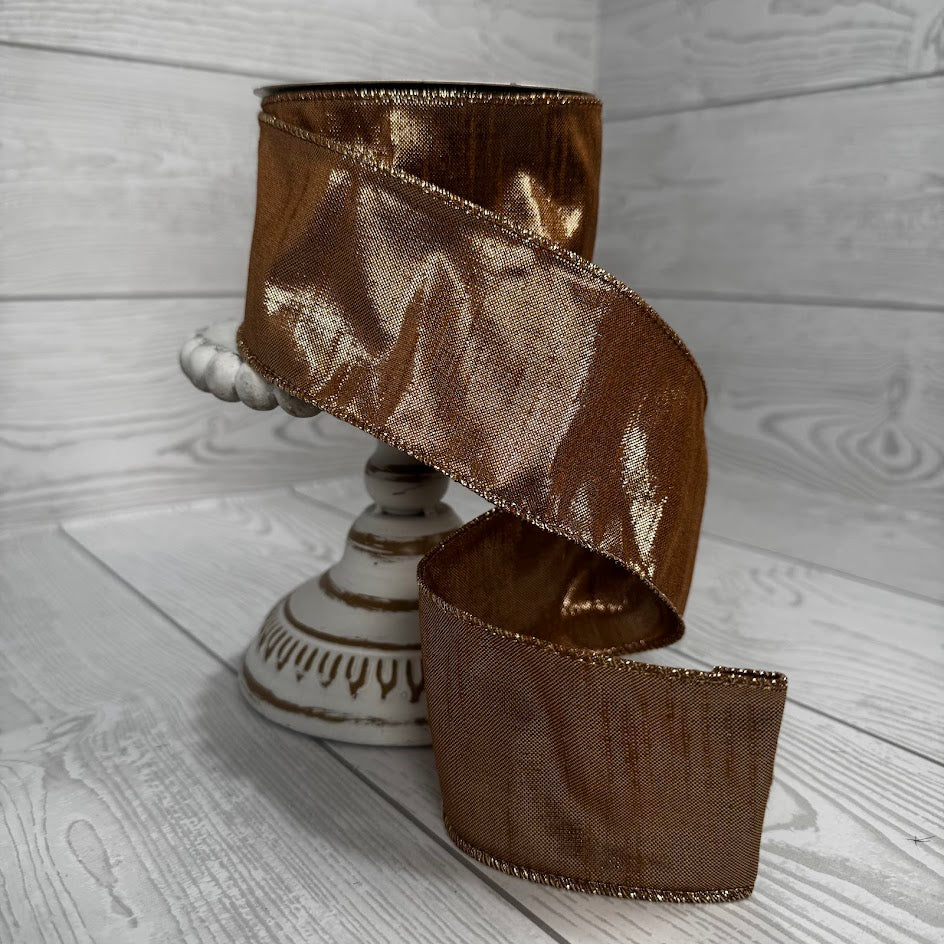 2.5"X10YD METALLIC DUPIONI WITH GOLD - DARK GOLD - RGA100445