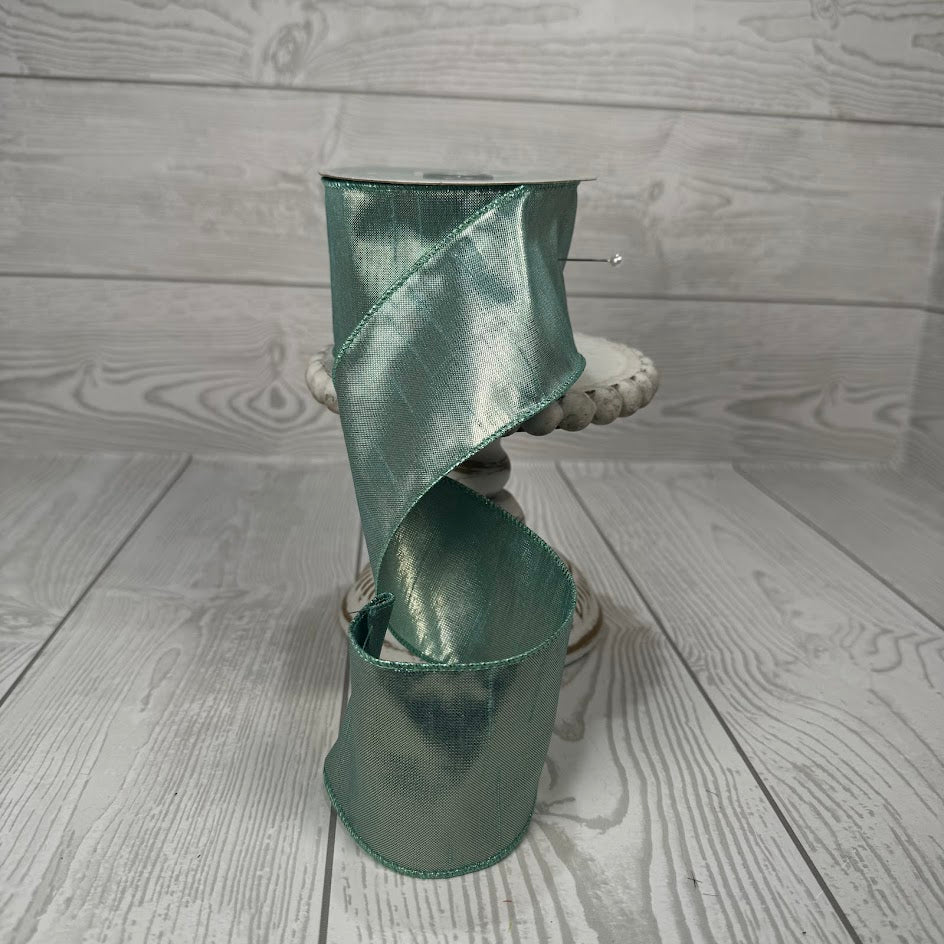 2.5"X10YD METALLIC DUPIONI WITH GOLD - TEAL - RGA100403