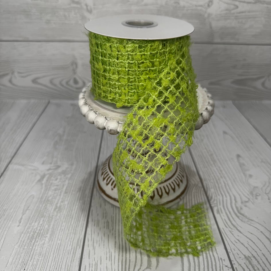 2.5"x10YD FUZZY OPEN WEAVE BURLAP - KIWI - X752240-29