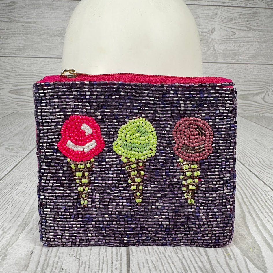 ZIPPER POUCH 5 1/2"X4" - ICE CREAM CONES - HD00276