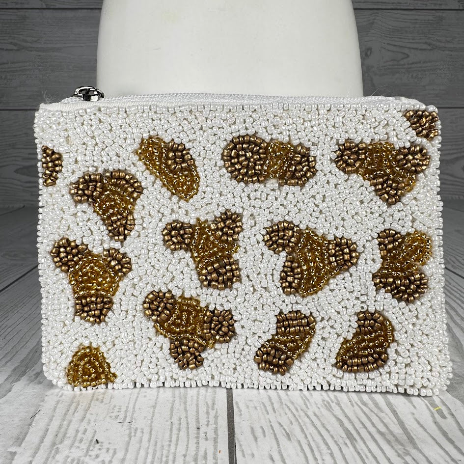 ZIPPER POUCH 5 1/2"X4" - GOLD LEOPARD - HD00197