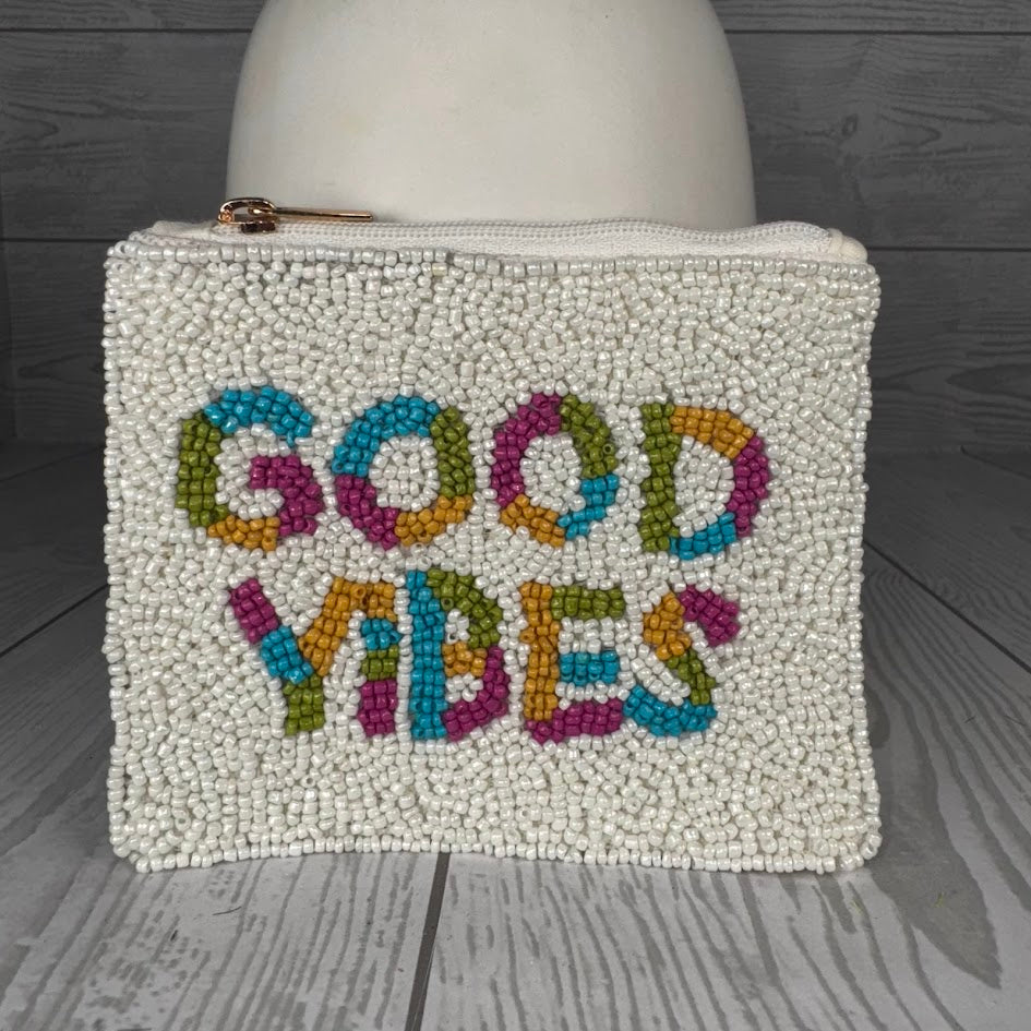 ZIPPER POUCH 5 1/2"X4" - GOOD VIBES - HD00338