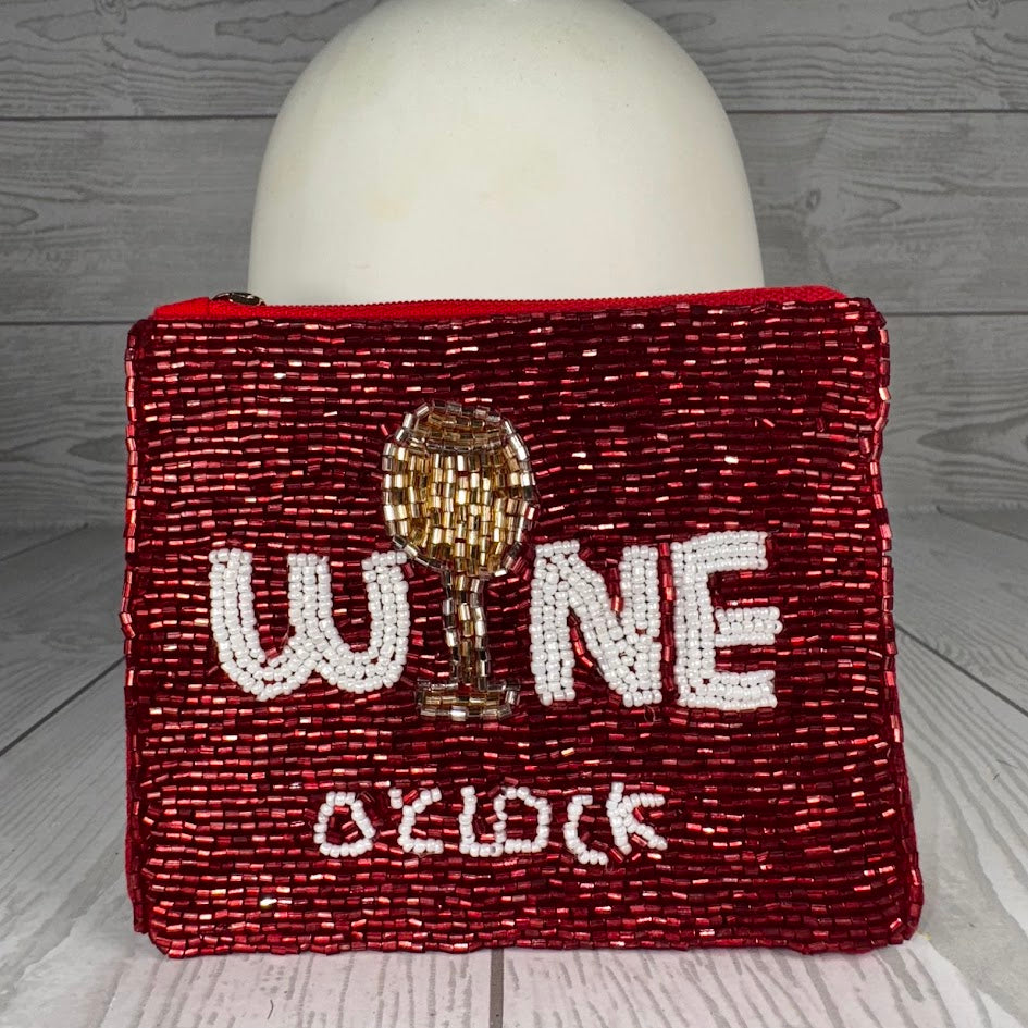 ZIPPER POUCH 5 1/2"X4" - WINE O'CLOCK - HD00346