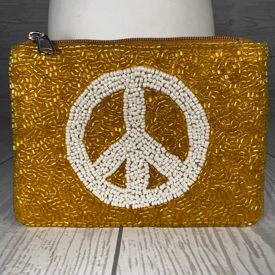 ZIPPER POUCH 5 1/2"X4" - YELLOW PIECE SIGN - HD00275
