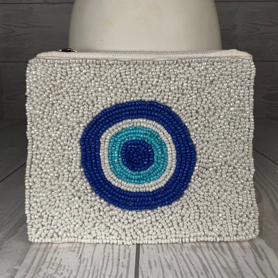 ZIPPER POUCH 5 1/2"X4" - BLUE CIRCLES - HD00216