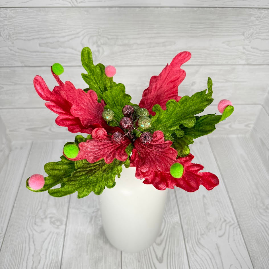 POINSETTIA STEM H24 X DIA11 - PINK/GREEN - 86306PKGN