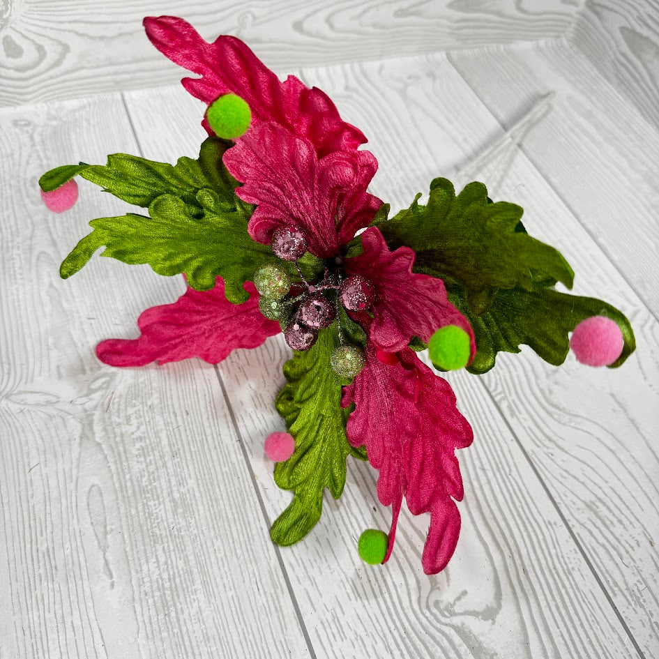 POINSETTIA STEM H24 X DIA11 - PINK/GREEN - 86306PKGN