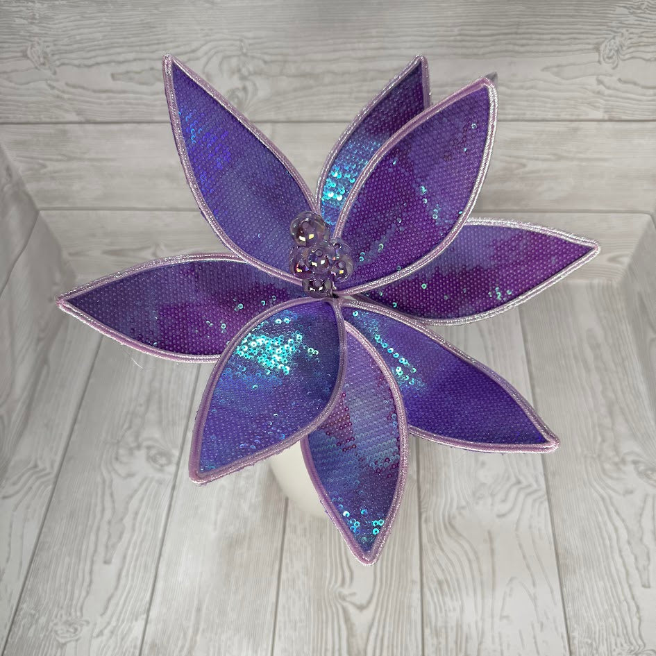 SEQUIN POINSETTIA STEM H23 - LAVENDER - 86461LV