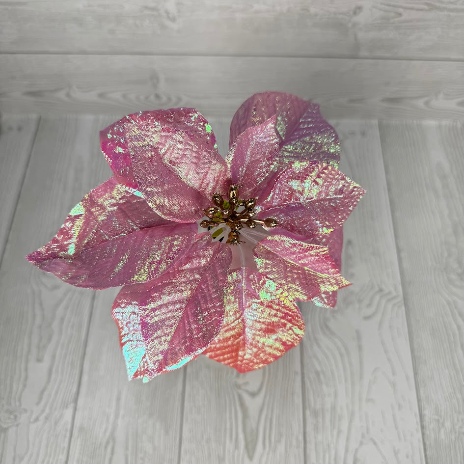 GLOSSY POINSETTIA STEM H21XDIA9 - PINK - 86304PK