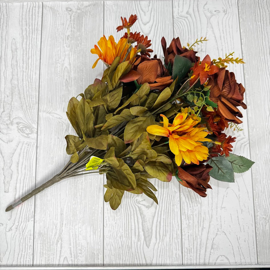 ROSE GERBER DAISY BUSH X18 H17 - BROWN/YELLOW - 57341BN