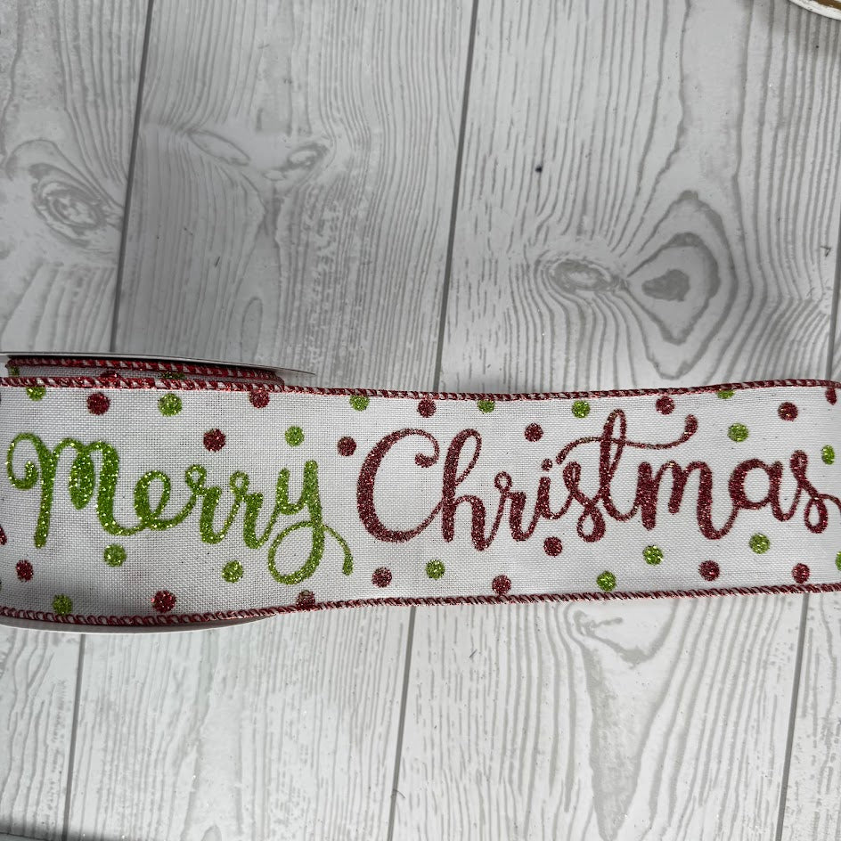 2.5"X10YD MERRY CHRISTMAS SCRIPT - RED/GREEN - RGA134827