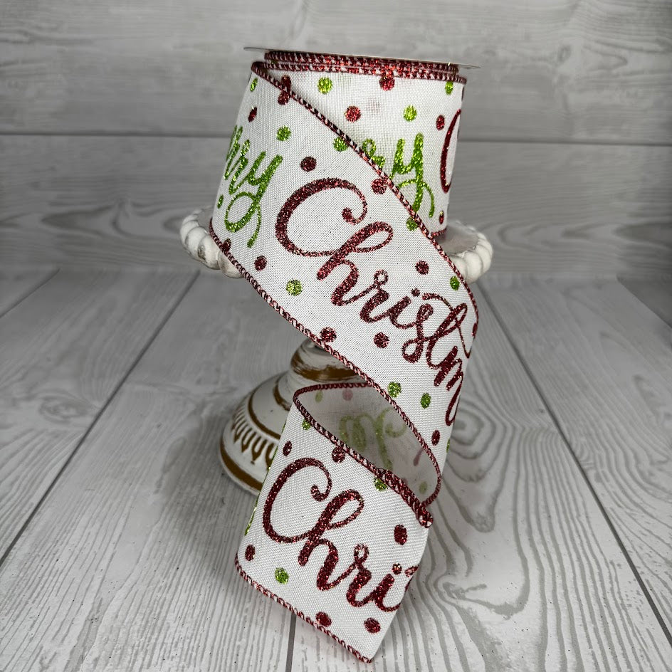 2.5"X10YD MERRY CHRISTMAS SCRIPT - RED/GREEN - RGA134827