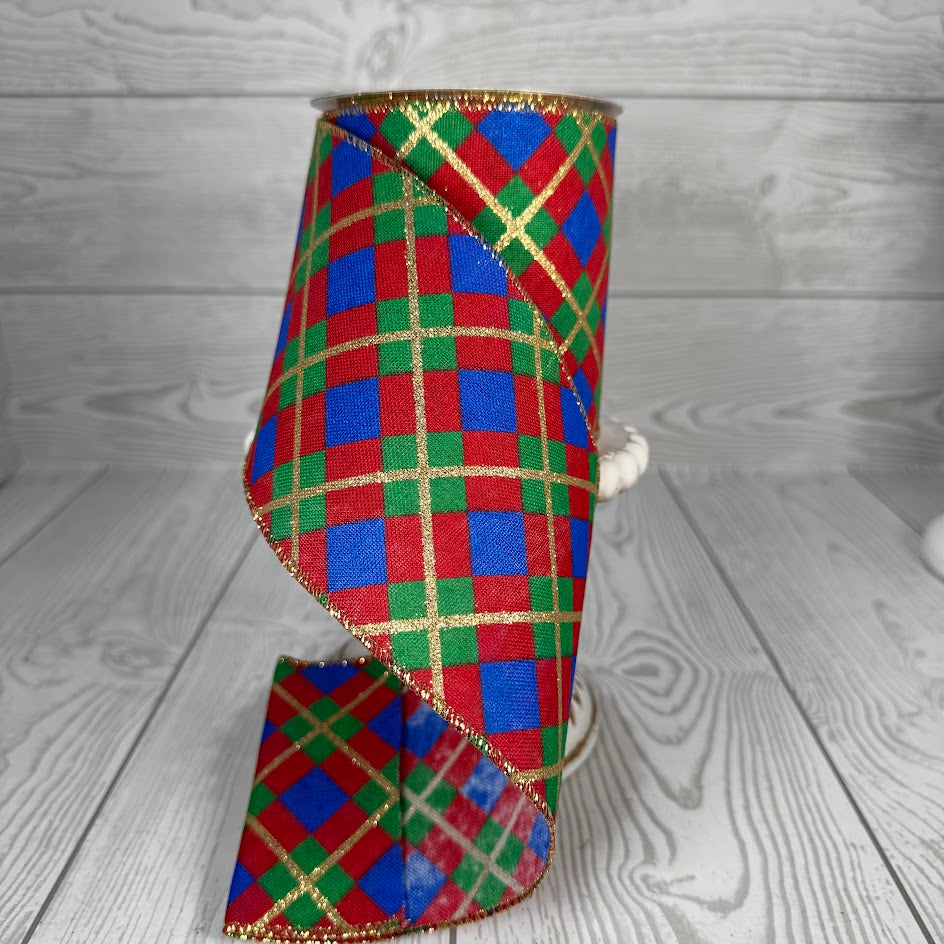 4"X10YD GEORGINA PLAID - BLUE/RED/GREEN/GOLD - 72248-04-25