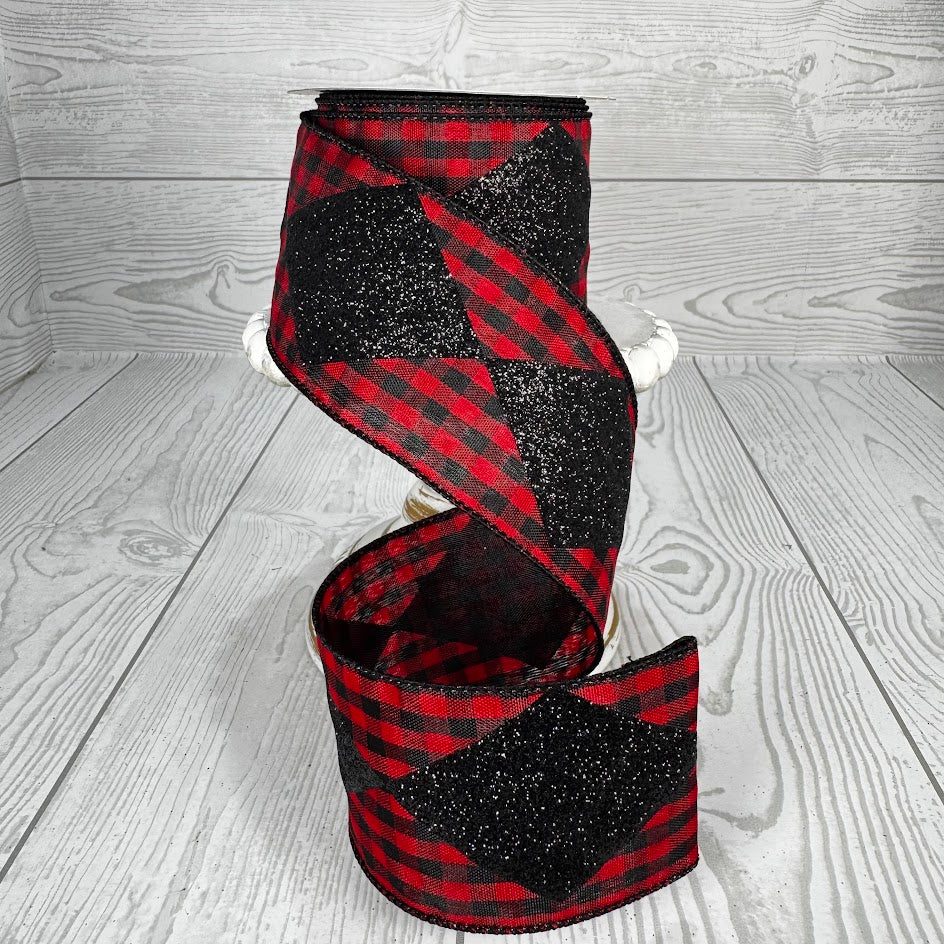 2.5"X10YD STRIPES/DIAMOND - RED/BLACK - RGB1026CM