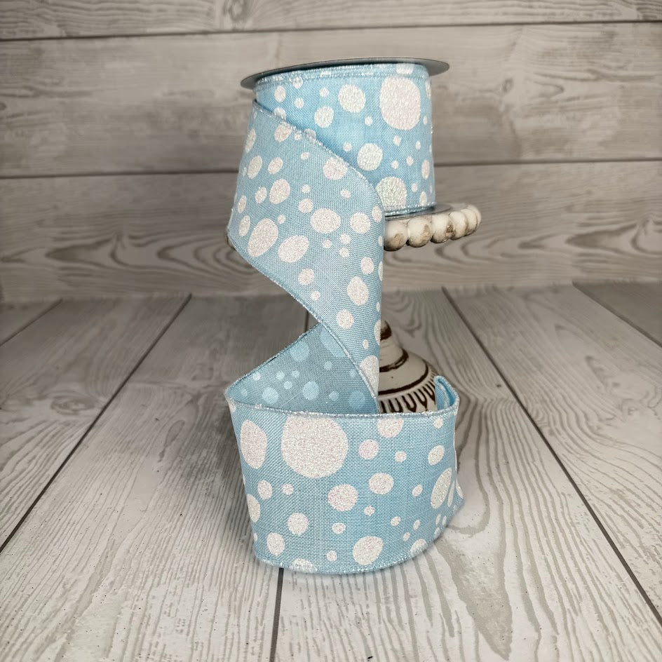 2.5"X10YD GLITTER DOTS - LIGHT BLUE/WHITE - RGA166914