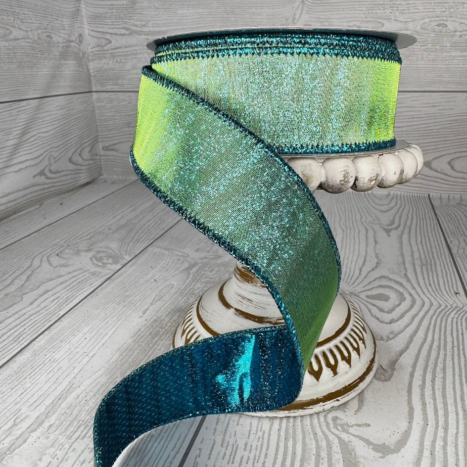 1.5"X10YD TWO SIDED METALLIC SHEER - GREEN/BLUE - RM99063F