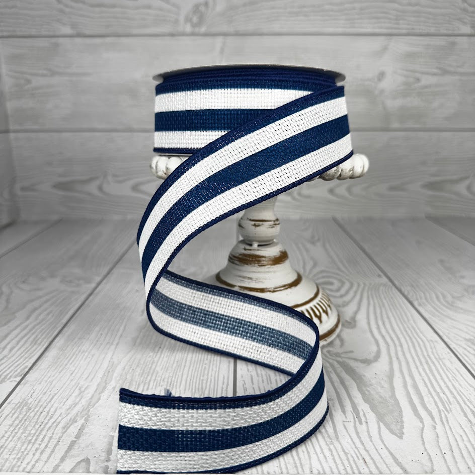 1.5"X10YD VERTICAL STRIPE ON CROSS ROYAL - BLUE/WHITE - RGA126125